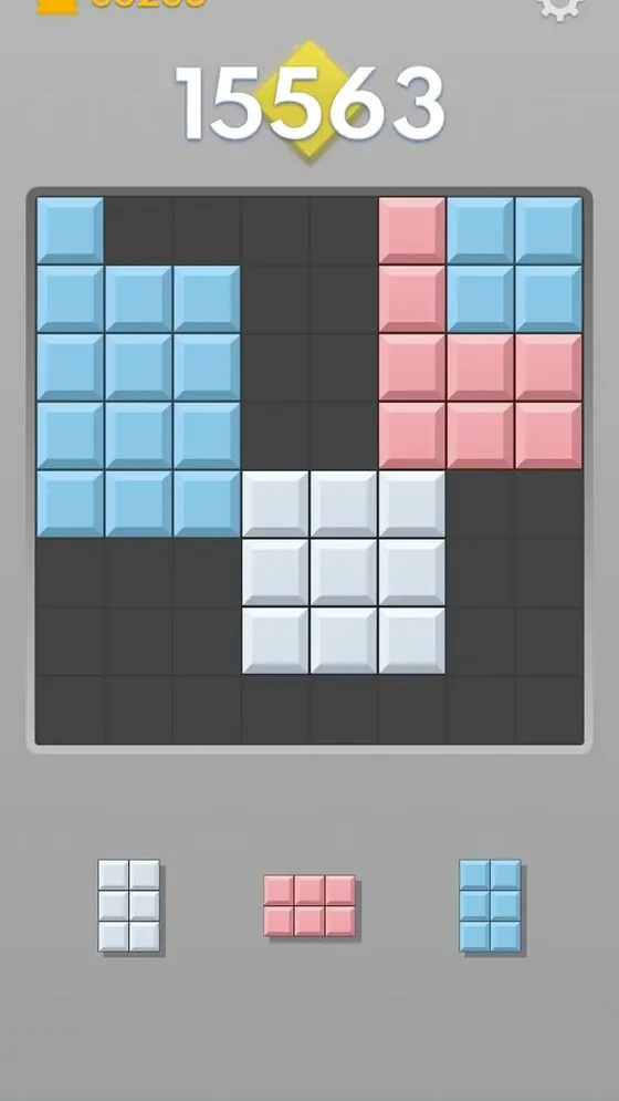 Block Blast board with scattered gaps and no clear placement