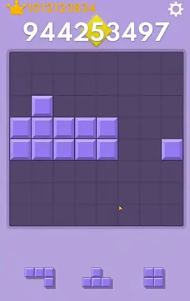 Schermata di gioco di Block Blast che mostra un punteggio alto in corso